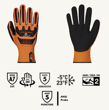 Superior Glove® TenActiv™ STXLPNRVB Micropore Nitrile Coated Hi-Vis A7 Cut Impact Winter Gloves